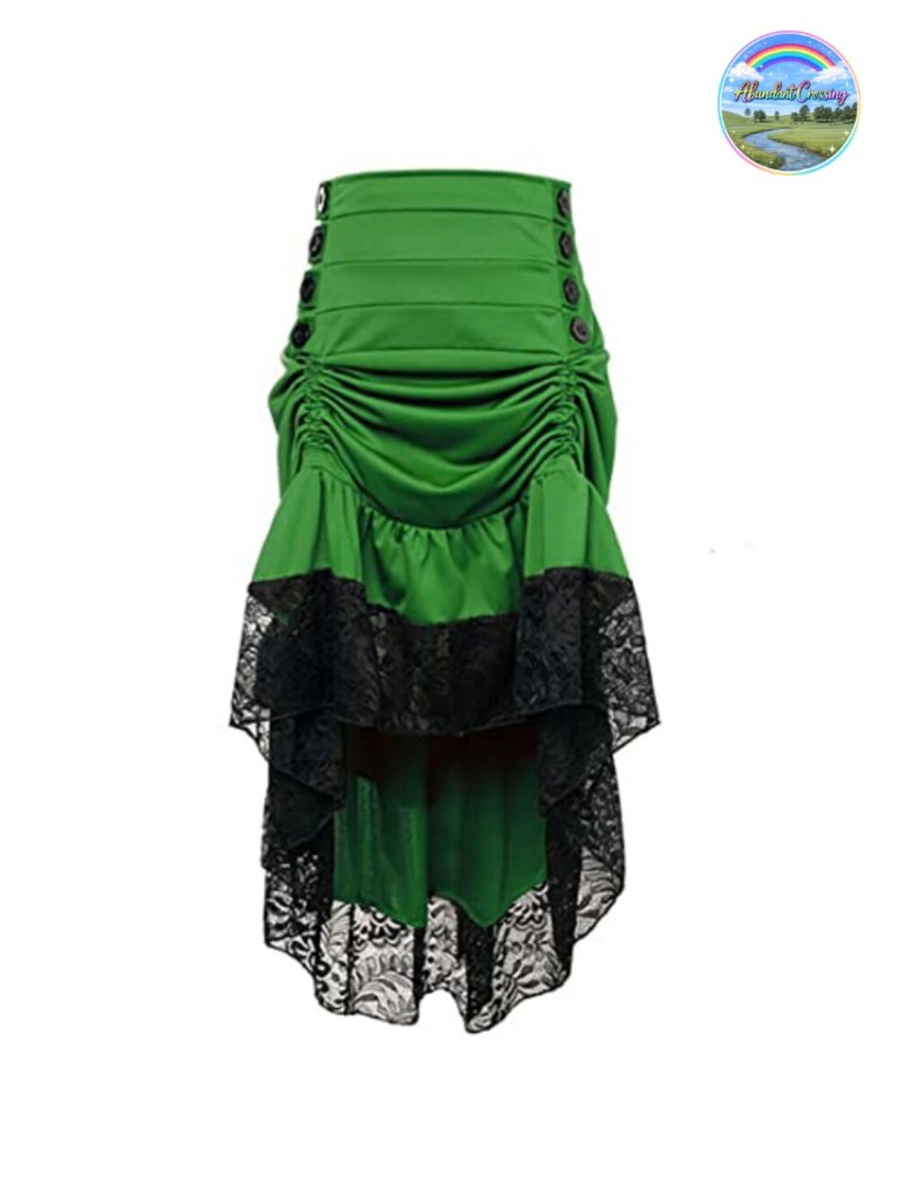 Steampunk Victorian Gothic High Low Skirt Lace Trim Ruffled